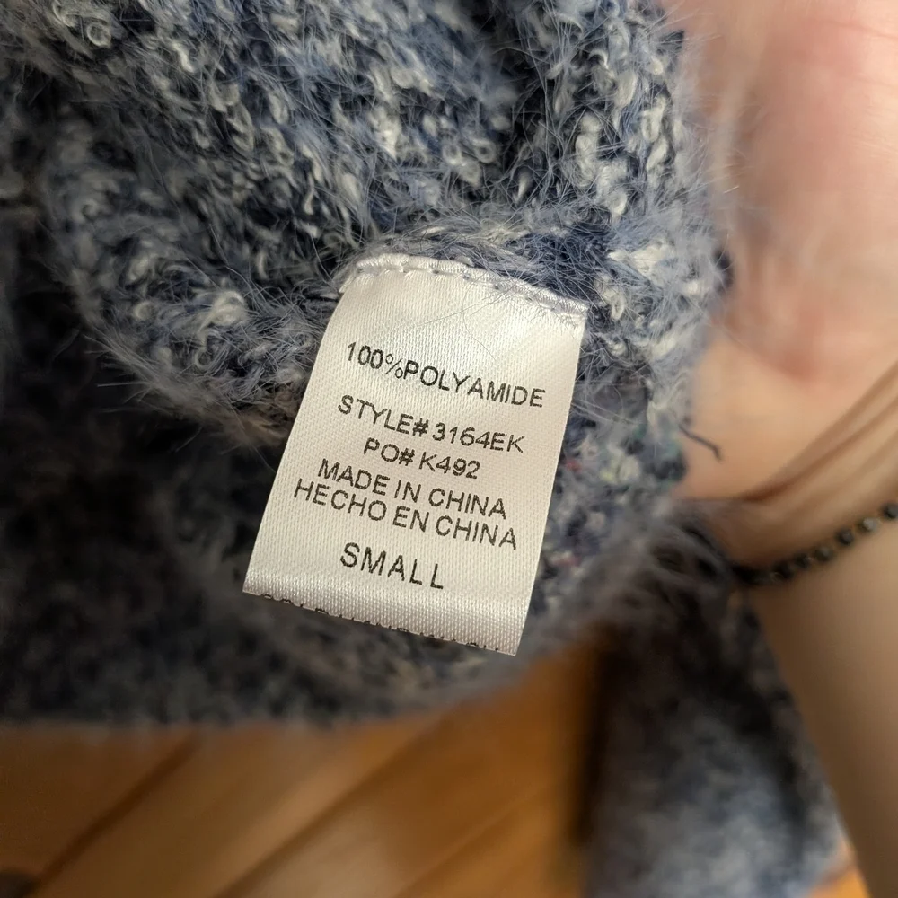 AEMI + CO Cozy Heather Blue Women's Crew Neck Sweater Size Small